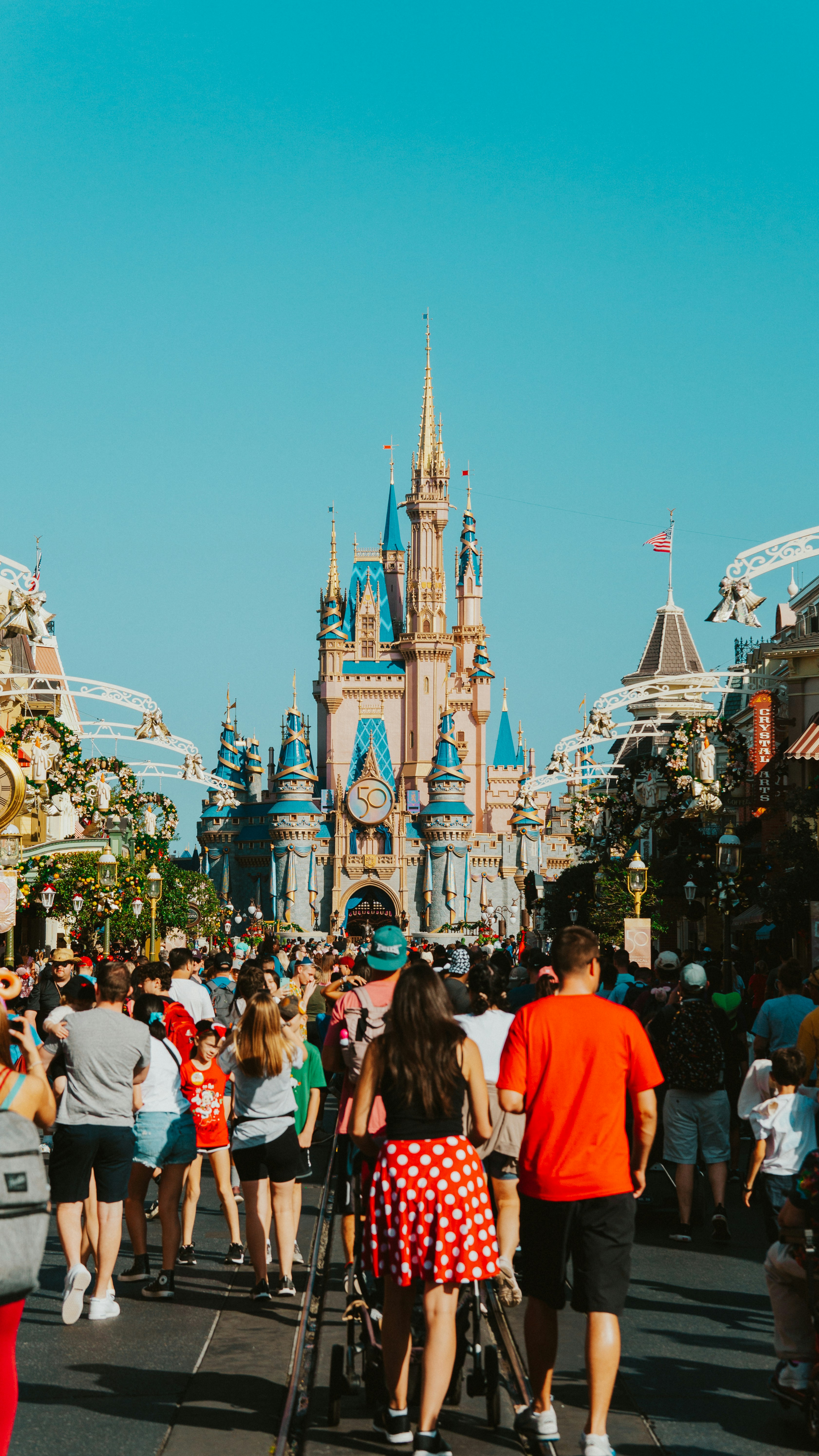 Main Street USA walking toward the castle